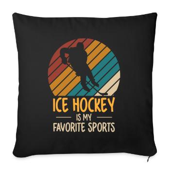 Hockey sur glace Hockey Joueur de hockey sur glace Équipe de hockey sur glace - Housse de coussin décorative 45 x 45 cm - noir - Devant
