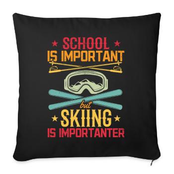 Skieurs Écoliers Ski Ski Garçons - Housse de coussin décorative 45 x 45 cm - noir - Devant
