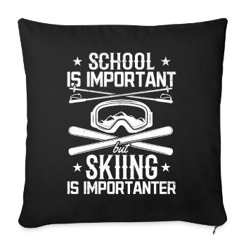 Skieurs Écoliers Ski Ski Garçons - Housse de coussin décorative 45 x 45 cm - noir - Devant
