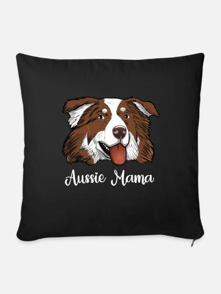 Aussie Mama Australian Shepherd Mama - Sofakissenbezug 45 x 45 cm - Schwarz