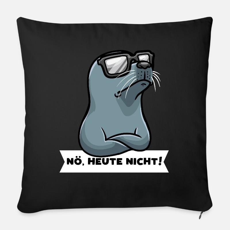 Sturer Seehund Hundsrobbe Robbe - Sofakissenbezug 45 x 45 cm - Schwarz