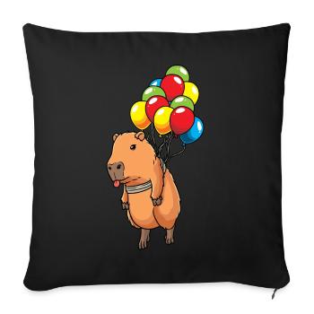 Capybara Capybara With Balloons Capybara - Sofa pillowcase 17,3'' x 17,3'' (45 x 45 cm) - black - Front