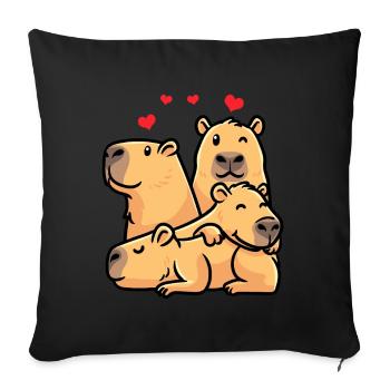 Capybara dans le style kawaii capybara Avec des cœurs - Housse de coussin décorative 45 x 45 cm - noir - Devant