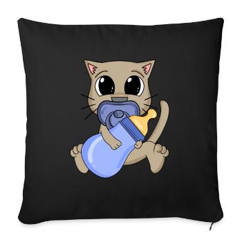 Bébé Jeune Chat - Housse de coussin décorative 45 x 45 cm - noir - Devant