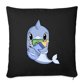 Baby Boy Shark - Sofa pillowcase 17,3'' x 17,3'' (45 x 45 cm) - black - Front