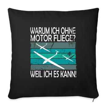 Segelflugzeug Segelflieger - Sofakissenbezug 45 x 45 cm - Schwarz - Vorne
