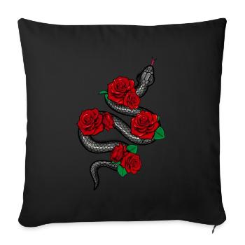 Aesthetic Soft Grunge Snake With Red Roses graphic - Sofa pillowcase 17,3'' x 17,3'' (45 x 45 cm) - black - Front
