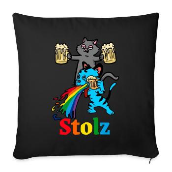 Stolz Kater Abfeiern kotzen saufen Party Feier - Sofakissenbezug 45 x 45 cm - Schwarz - Vorne