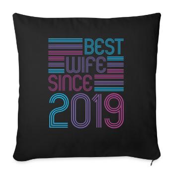 Meilleure épouse depuis le 2e anniversaire de mariage en 2019 - Housse de coussin décorative 45 x 45 cm - noir - Devant