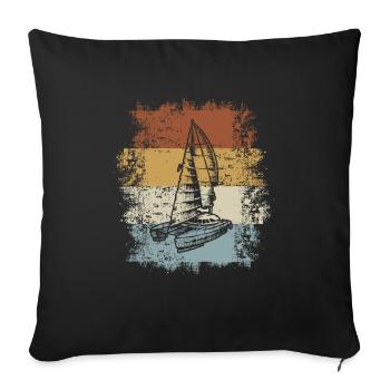 Katamaran Segelboot - Sofakissenbezug 45 x 45 cm - Schwarz - Vorne