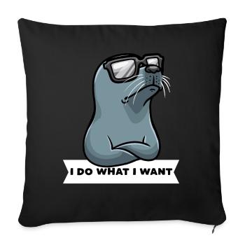 Stubborn Seal Dog Seal Seal - Sofa pillowcase 17,3'' x 17,3'' (45 x 45 cm) - black - Front
