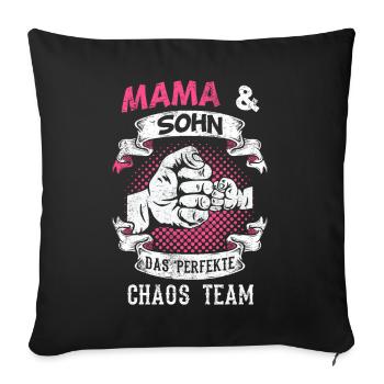 Mama Sohn Familie Geschenk - Sofakissenbezug 45 x 45 cm - Schwarz - Vorne