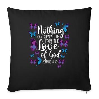 Citation de verset biblique chrétien - Housse de coussin décorative 45 x 45 cm - noir - Devant