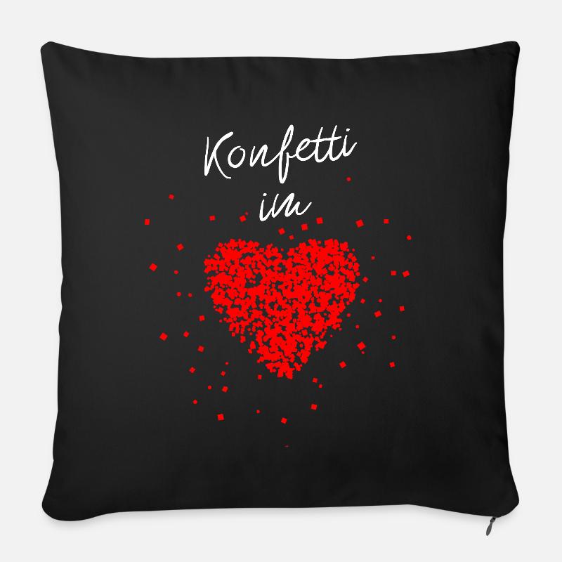 Konfetti im Herzen Fasching Karneval Konfetti - Sofakissenbezug 45 x 45 cm - Schwarz