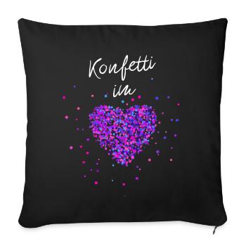 Konfetti im Herzen Fasching Karneval Konfetti - Sofakissenbezug 45 x 45 cm - Schwarz - Vorne