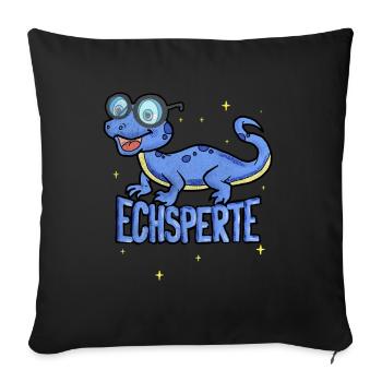 Echsperte, für Echsen, Leguan und Reptilien Fans - Sofakissenbezug 45 x 45 cm - Schwarz - Vorne