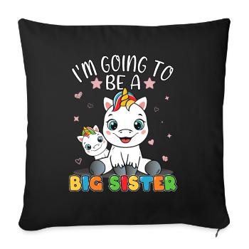 Sister Unicorn I'm Going To Be A Big Sister - Sofa pillowcase 17,3'' x 17,3'' (45 x 45 cm) - black - Front