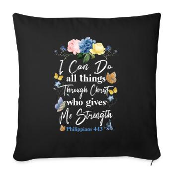 Christian Bible Verse Butterfly - Sofa pillowcase 17,3'' x 17,3'' (45 x 45 cm) - black - Front