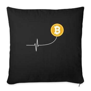 Bitcoin Heartbeat ECG Heartbeat Crypto Trade BTC - Sofa pillowcase 17,3'' x 17,3'' (45 x 45 cm) - black - Front