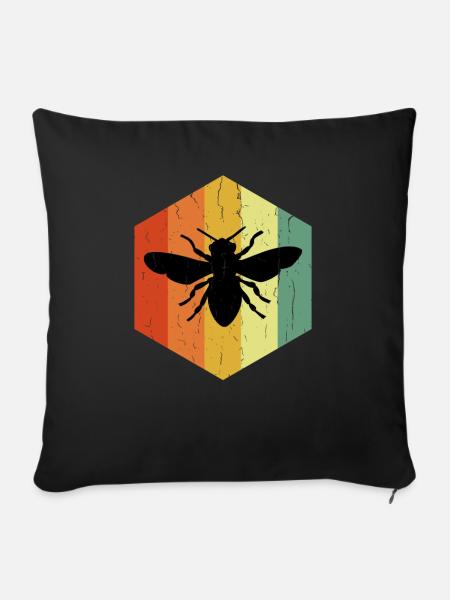 Distressed Bee Vcela Hexagon - Sofakissenbezug 45 x 45 cm - Schwarz