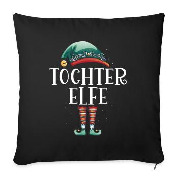 Weihnachten Partnerkostüm Tochter Elf Elfe Elfen - Sofakissenbezug 45 x 45 cm - Schwarz - Vorne