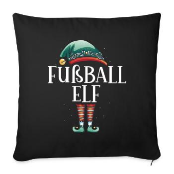 Weihnachten Partnerkostüm Fußball Elf Elfe Elfen - Sofakissenbezug 45 x 45 cm - Schwarz - Vorne