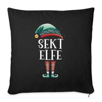 Weihnachten Partnerkostüm Sekt Elf Elfe Elfen - Sofakissenbezug 45 x 45 cm - Schwarz - Vorne