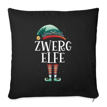 Weihnachten Partnerkostüm Zwerg Elf Elfe Elfen - Sofakissenbezug 45 x 45 cm - Schwarz - Vorne
