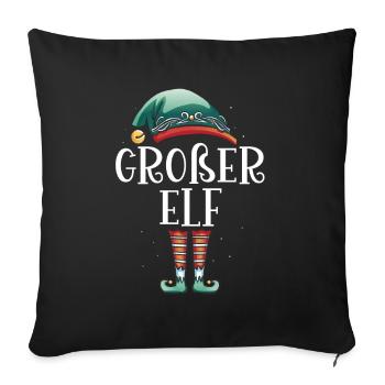 Weihnachten Partnerkostüm Großer Elf Elfe Elfen - Sofakissenbezug 45 x 45 cm - Schwarz - Vorne