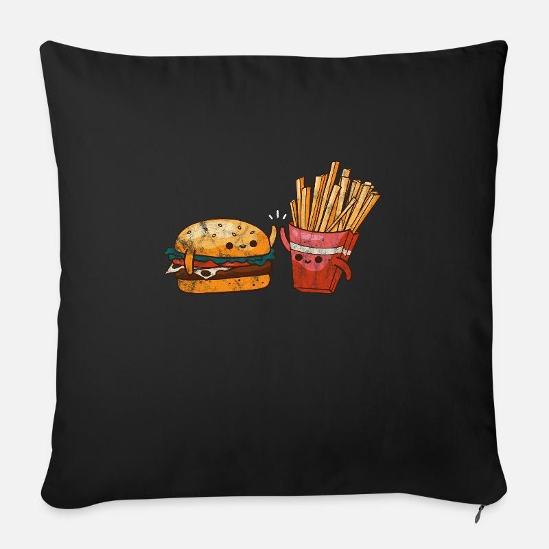 Burger Pommes - Sofakissenbezug 45 x 45 cm - Schwarz
