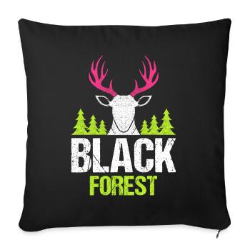 Black Forest Hirschgeweih Pink - Sofakissenbezug 45 x 45 cm - Schwarz - Vorne