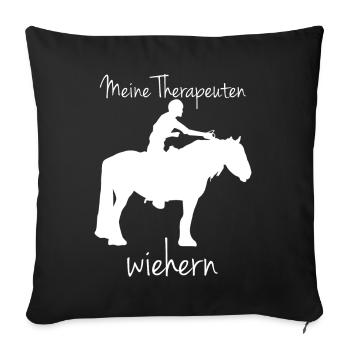 Irish Tinker Pferde Therapie Reiten - Sofakissenbezug 45 x 45 cm - Schwarz - Vorne