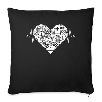 Service de secours cardiaque paramédical Heartbeat ECG Heart - Housse de coussin décorative 45 x 45 cm - noir - Devant