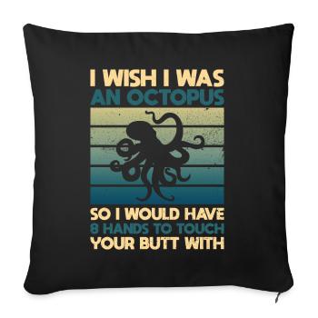 Drôle de poulpe Poulpe Poulpe Calmar - Housse de coussin décorative 45 x 45 cm - noir - Devant
