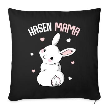 Hasenmama Hase Kaninchen Ostern Hasen - Sofakissenbezug 45 x 45 cm - Schwarz - Vorne