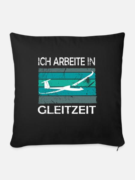 Segelfliegen und Segelflugzeug - Sofakissenbezug 45 x 45 cm - Schwarz