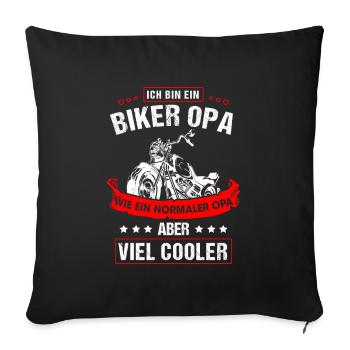 Biker Opa Wie Ein Normaler Opa Aber Viel Cooler - Sofakissenbezug 45 x 45 cm - Schwarz - Vorne