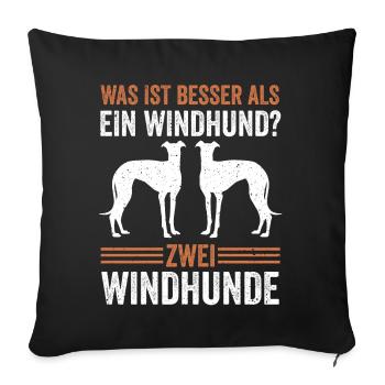 Zwei Windhund Hund Windhund - Sofakissenbezug 45 x 45 cm - Schwarz - Vorne