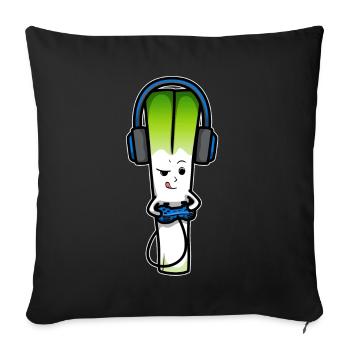 Leek Gambler Gamer Contrôleur de jeu vidéo - Housse de coussin décorative 45 x 45 cm - noir - Devant