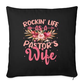 Church Christian Rockin Life As A Pastors Wife - Sofa pillowcase 17,3'' x 17,3'' (45 x 45 cm) - black - Front