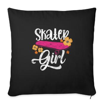 Skater Fille - Housse de coussin décorative 45 x 45 cm - noir - Devant