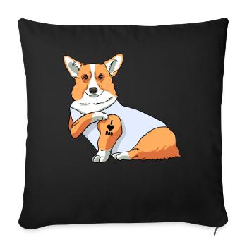J’aime papa Tatouage Corgi Chien Fête des pères - Housse de coussin décorative 45 x 45 cm - noir - Devant