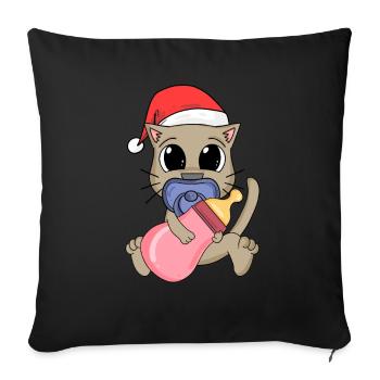 Baby Cat Christmas - Sofa pillowcase 17,3'' x 17,3'' (45 x 45 cm) - black - Front