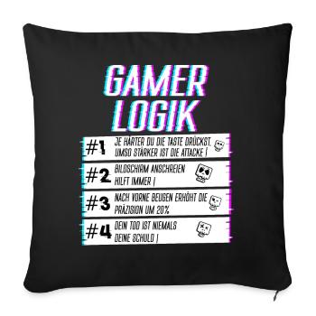 Logique de joueur lors du jeu Joueur de jeu Joueur joueur - Housse de coussin décorative 45 x 45 cm - noir - Devant