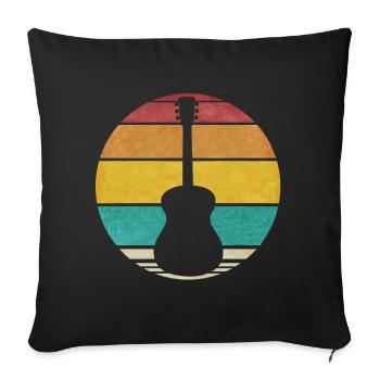 Guitar Retro Rock n Roll Vintage Guitarist Logo - Sofa pillowcase 17,3'' x 17,3'' (45 x 45 cm) - black - Front