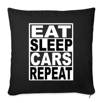 Manger des voitures-sommeil Répéter - Housse de coussin décorative 45 x 45 cm - noir - Devant