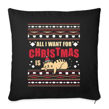 Tout ce que je veux pour Noël, c’est un pull moche pour chat - Housse de coussin décorative 45 x 45 cm - noir - Devant
