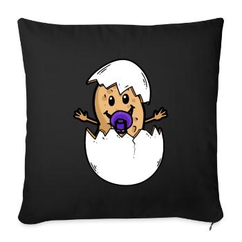 Erdnuss Baby Elternzeit Eltern Schwanger Geburt Ei - Sofakissenbezug 45 x 45 cm - Schwarz - Vorne