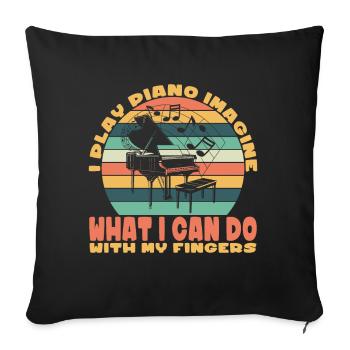 Piano Piano Pianiste Cadeau - Housse de coussin décorative 45 x 45 cm - noir - Devant