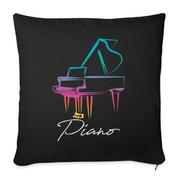 Piano Piano Pianiste Cadeau - Housse de coussin décorative 45 x 45 cm - noir - Devant